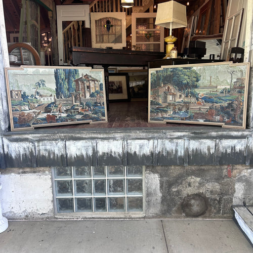 Beautiful Pair of Vintage European Pastoral Scenic Wall Panels