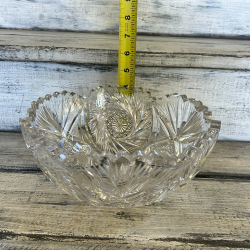 Large Vintage Brilliant-Style Cut Glass Serving Bowl