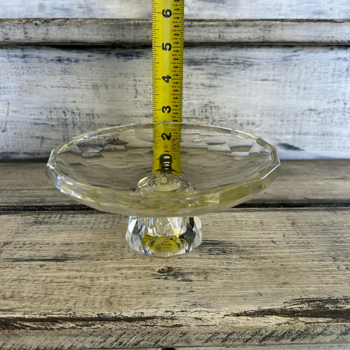 Vintage Faceted Clear Glass Pedestal Dishes - Set of Two