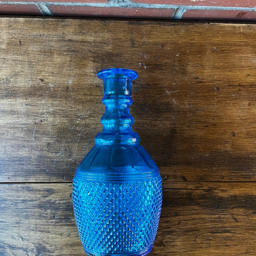 Vintage Cobalt Blue Diamond Point Cut Bottle