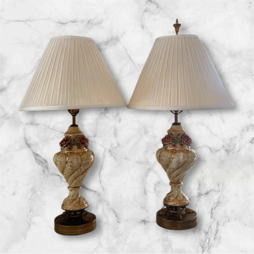 Antique Capodimonte Porcelain Table Lamps