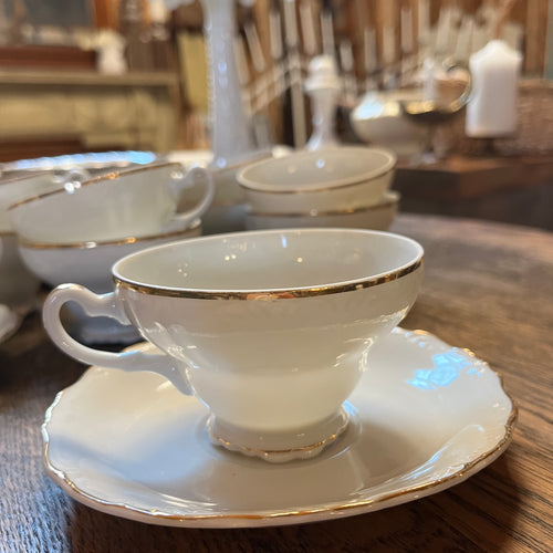 Vintage Gold Rimmed Tea Cups and Saucers