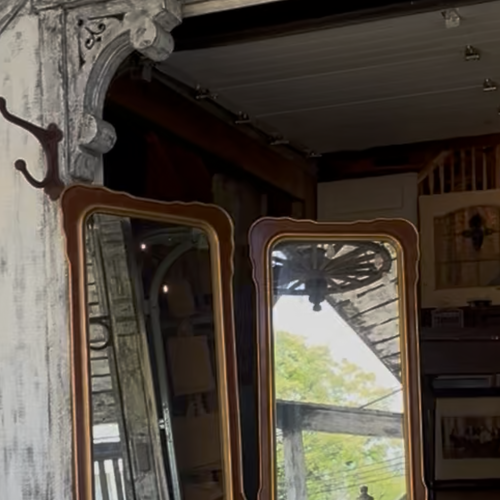 Beautiful Pair of  Vintage French Provincial Serpentine Wall Mirrors