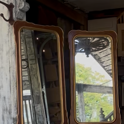 Beautiful Pair of  Vintage French Provincial Serpentine Wall Mirrors