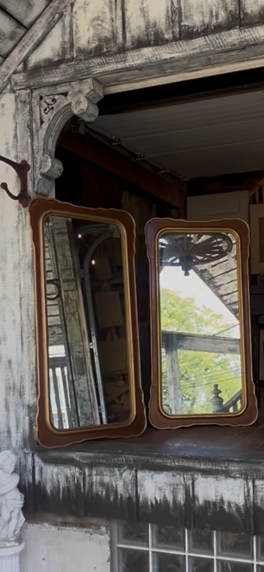 Beautiful Pair of  Vintage French Provincial Serpentine Wall Mirrors