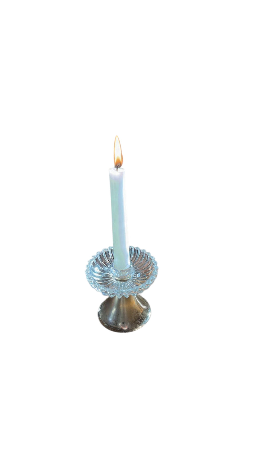 Vintage Crystal and Silver Candlestick Holder