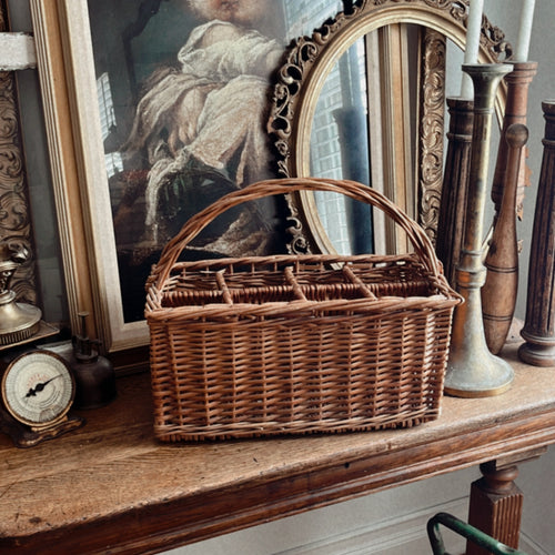 Vintage Wicker Bottle Basket