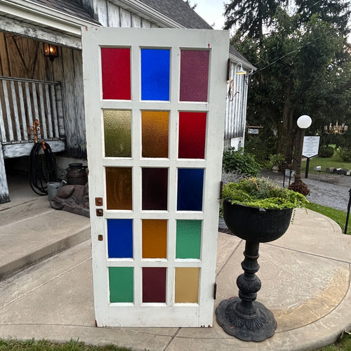 Antique Stained Glass 15 Lite Doors with Textured Figured Glass
