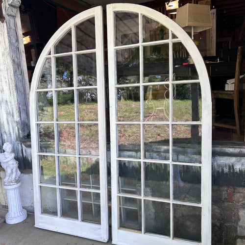 Beautiful 18 Lite 36” Antique Wavy Glass Arched Doors