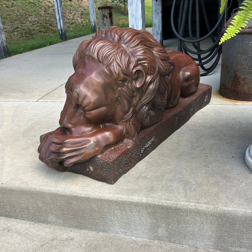 Cast Bronze Lying Lions