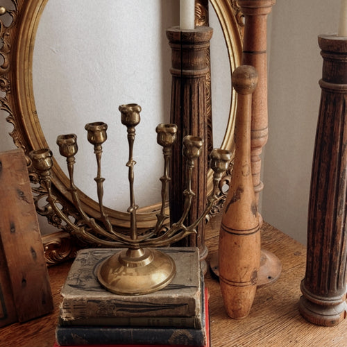 Vintage Brass Tulip Candelabra