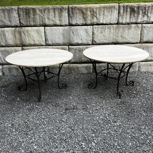 Wrought Iron Table with Marble Top