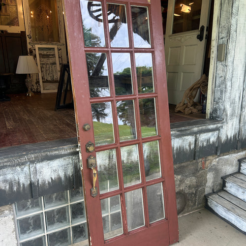 32” Antique 15-Lite Entry Door with Original Wavy Glass