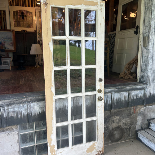 32” Antique 15-Lite Entry Door with Original Wavy Glass