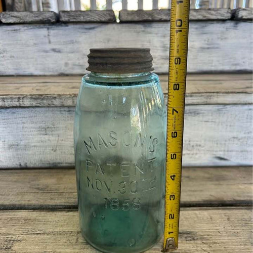 Aqua Blue Mason's Patent Nov 30th 1858 Glass Jar