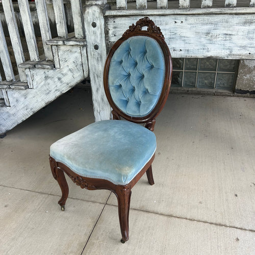 Antique Blue Velvet Chair