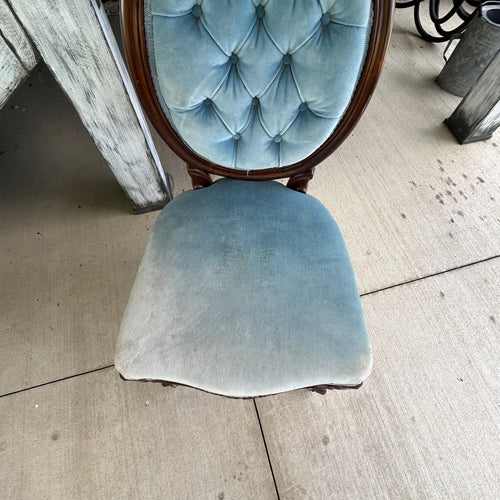 Antique Blue Velvet Chair