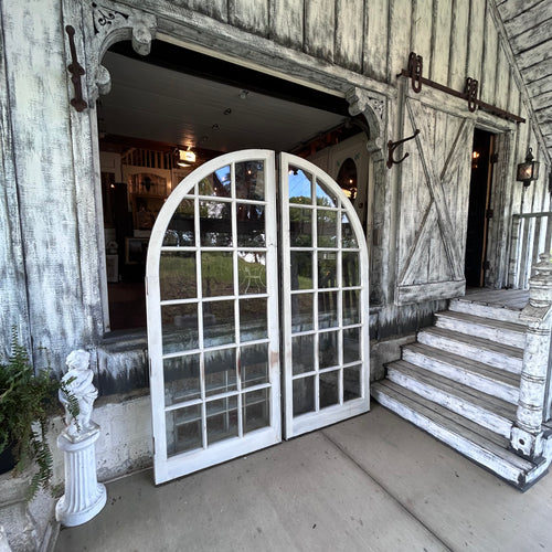 Beautiful 18 Lite 36” Antique Wavy Glass Arched Doors
