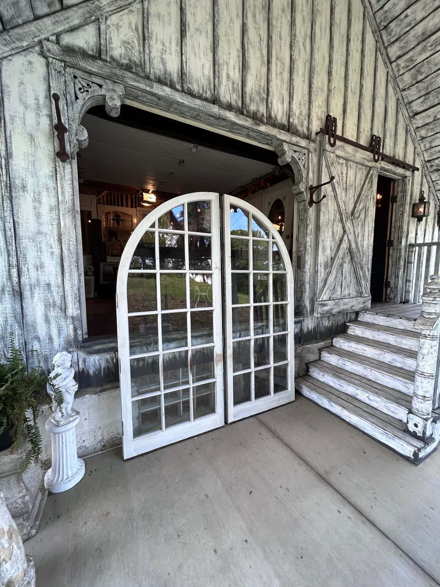 Beautiful 18 Lite 36” Antique Wavy Glass Arched Doors