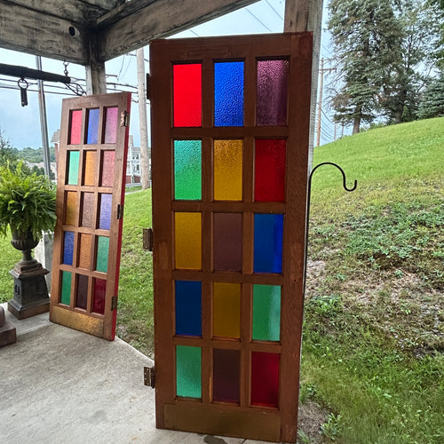 Antique Stained Glass 15 Lite Doors with Textured Figured Glass