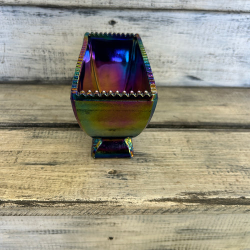 Vintage Fenton Amethyst Carnival Glass Love Birds Vase