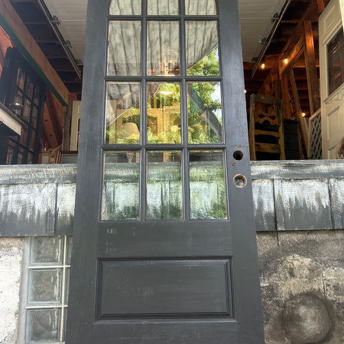 Antique Arched 12-Lite Wood Entry Door with Double Pane Glass