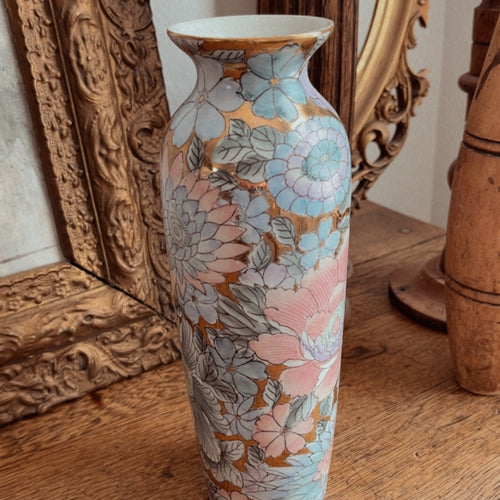 Vintage Chinese Porcelain Ceramic Floral Vase by Toyo