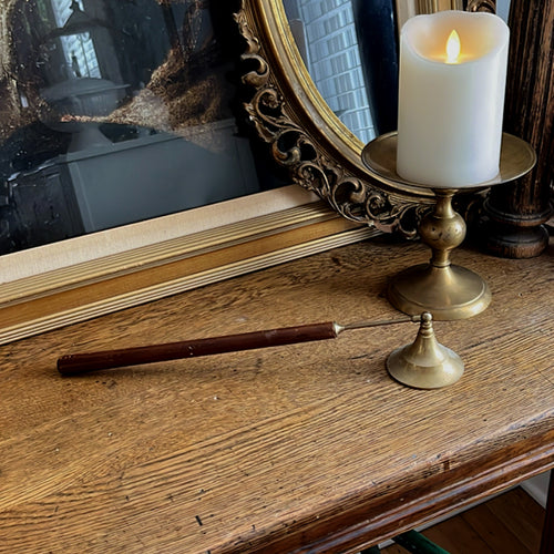 Vintage Brass + Wood Candle Snuffer