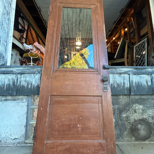 32” Antique Wood Entry Door with Original Wavy Glass and Hardware