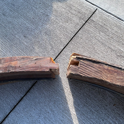 Antique Arched Solid Wood Double Entry Doors with Carved Fan Detail