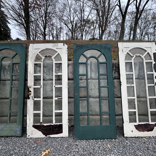 Gorgeous 36” 1920s Art Deco Entry Doors With Beveled Arched  Glass Lites