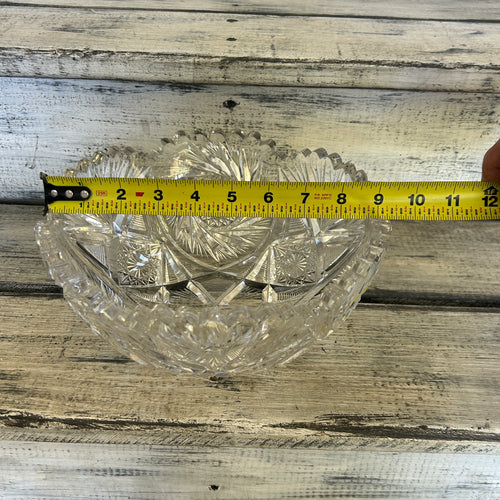 Large Vintage Brilliant-Style Cut Glass Serving Bowl