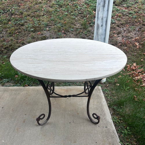 Wrought Iron Table with Marble Top