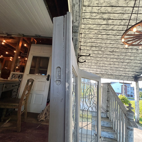 Antique Wood Doors with Leaded and Beveled Glass (Pair of 60” French Doors and a single 32” Door)