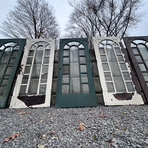 Gorgeous 36” 1920s Art Deco Entry Doors With Beveled Arched  Glass Lites