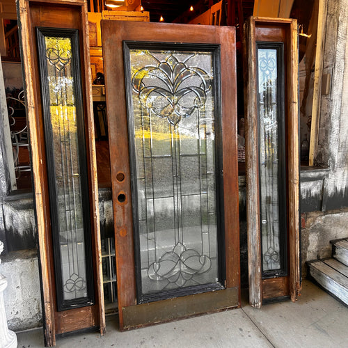 36” Leaded Glass Entry Door with Sidelights