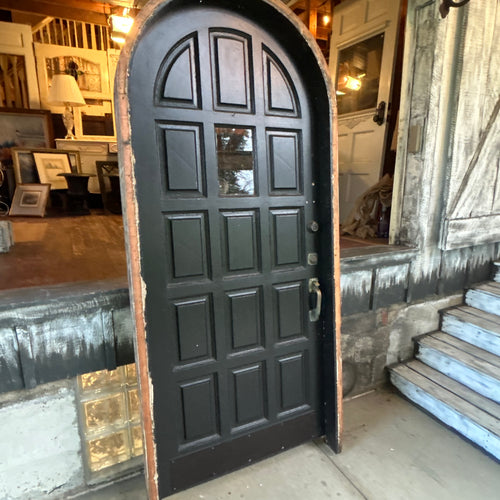 36” Antique Arched Door and Frame with Original Interior and Exterior Trim