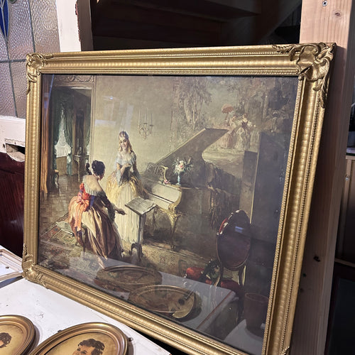 Antique Framed Print- A Musical Interlude by Louis Jambor