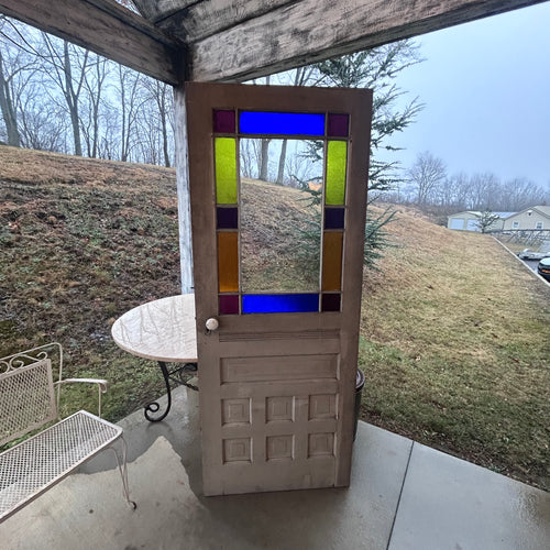 32” Antique Stained Glass Entry Door