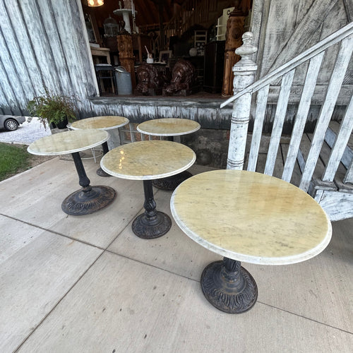 Cast Iron Tables with Carrera Marble Tops