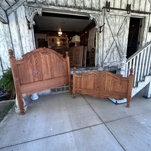 Solid Oak Headboard and Footboard