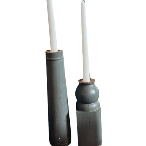 Wooden Distressed Candlestick Holders
