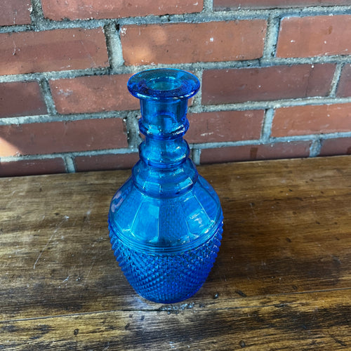 Vintage Cobalt Blue Diamond Point Cut Bottle