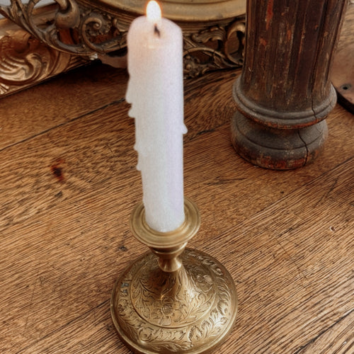 Vintage Ornate Brass Chamberstick Holder