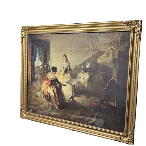 Antique Framed Print- A Musical Interlude by Louis Jambor