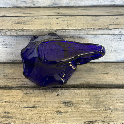 Vintage Cobalt Blue Art Glass Swan Centerpiece Bowl
