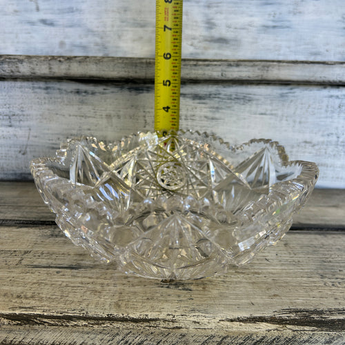 Vintage Brilliant-Style Cut Crystal Starburst Serving Bowl