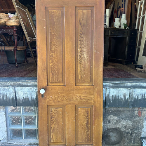 Antique Four Panel Door w/ Milk Glass Knob
