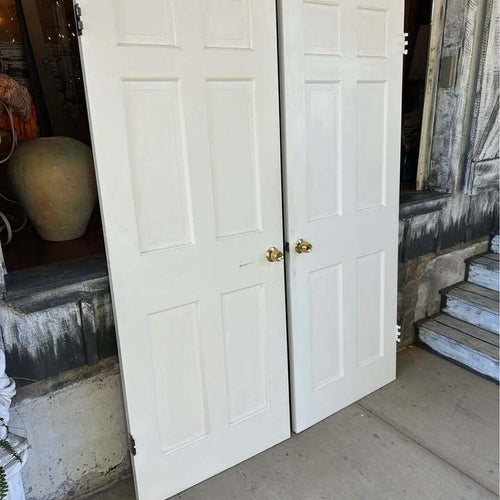 Pair of White 6-Panel Solid Wood ￼Interior Doors
