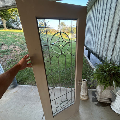 Antique Wood Doors with Leaded and Beveled Glass (Pair of 60” French Doors and a single 32” Door)
